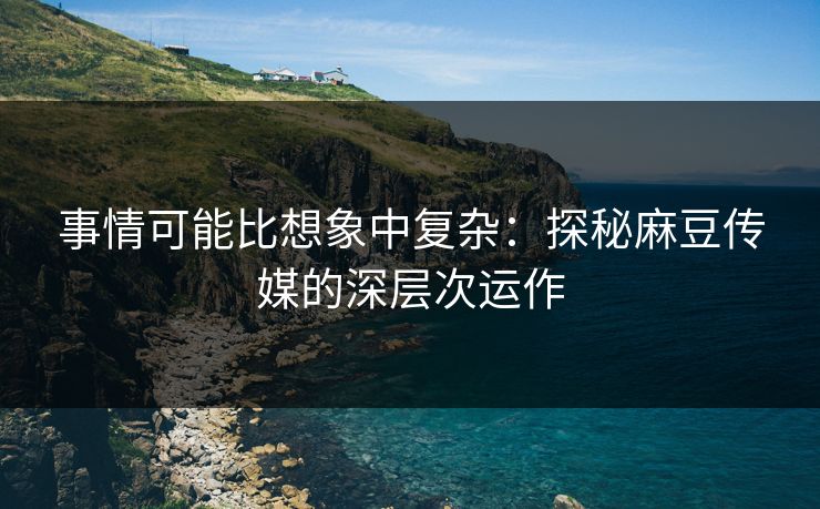 事情可能比想象中复杂:探秘麻豆传媒的深层次运作 事情可能比想象中复杂:探秘麻豆传媒的深层次运作