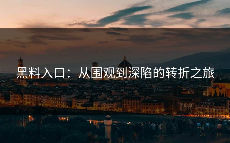 黑料入口:从围观到深陷的转折之旅